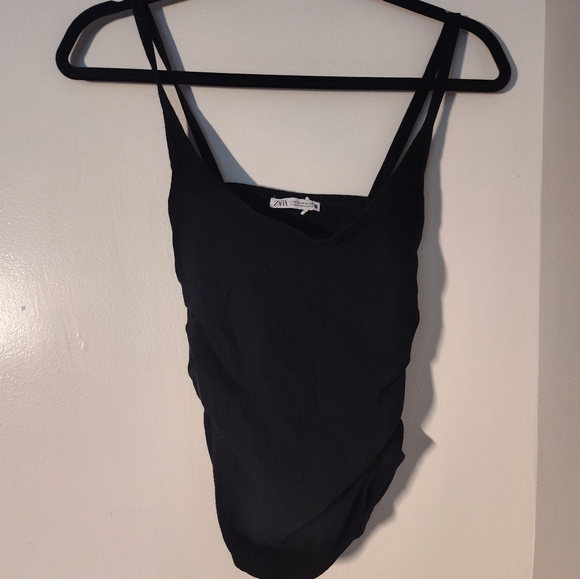 Zara Tops - Black Sleeveless Top Ruched Sides